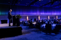 Dr. Haddad speaks to the crowd at the awards banquet.
