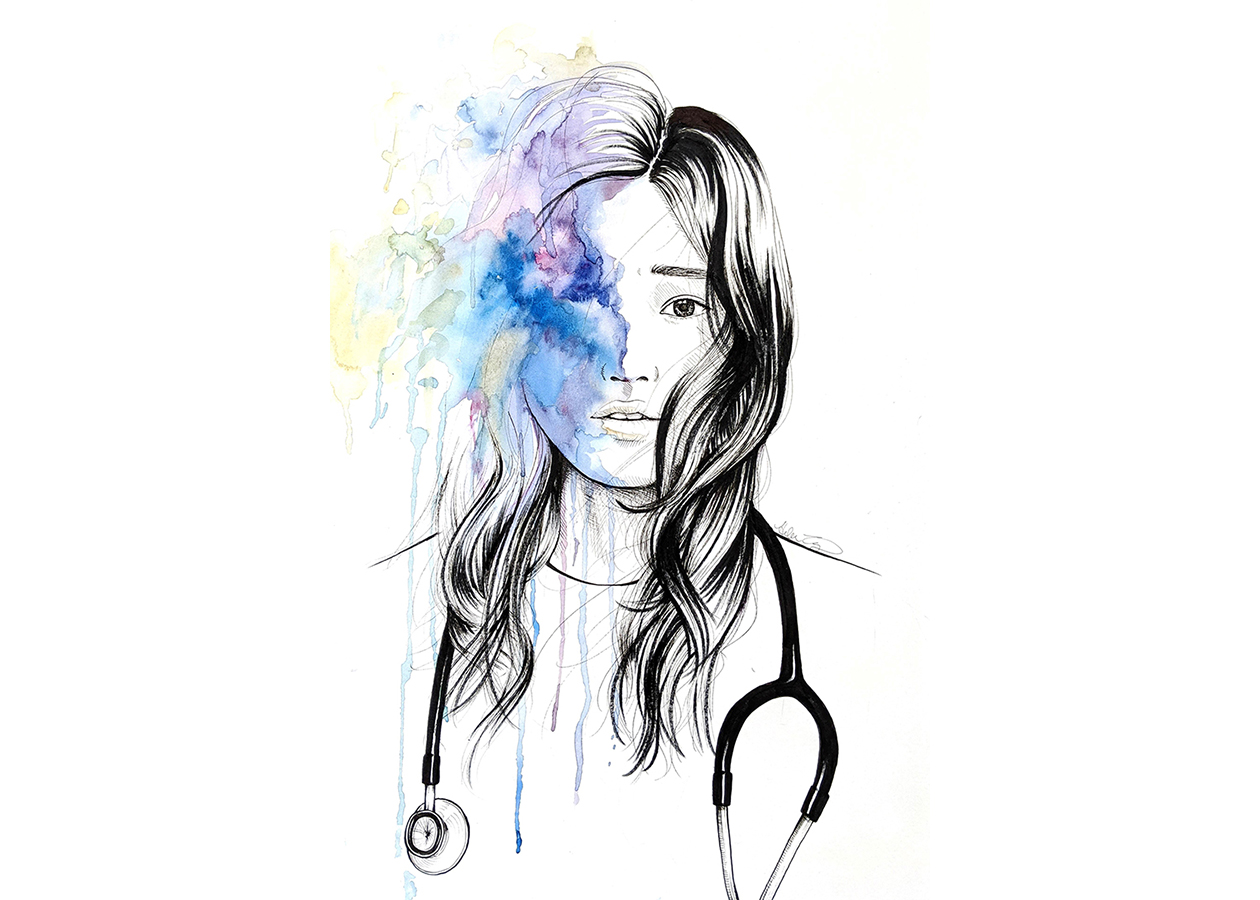Third-year medical student Helen Tang created the image Singularity to represent the loss of identity as a medical student during the COVID-19 pandemic.