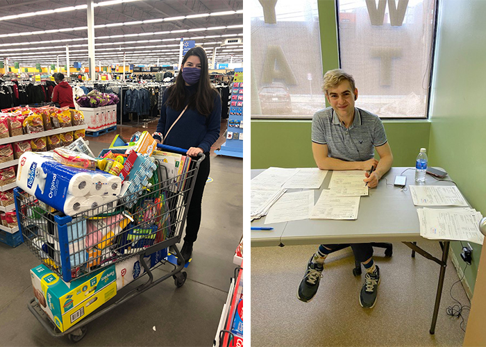 From left: Medical student Sarah White purchased supplies for families in La Loche and surrounding communities facing travel restrictions in May 2020. Medical student Trevor Poole was one of more than 160 College of Medicine students who assisted with contact tracing throughout the province. (Photos: Submitted)