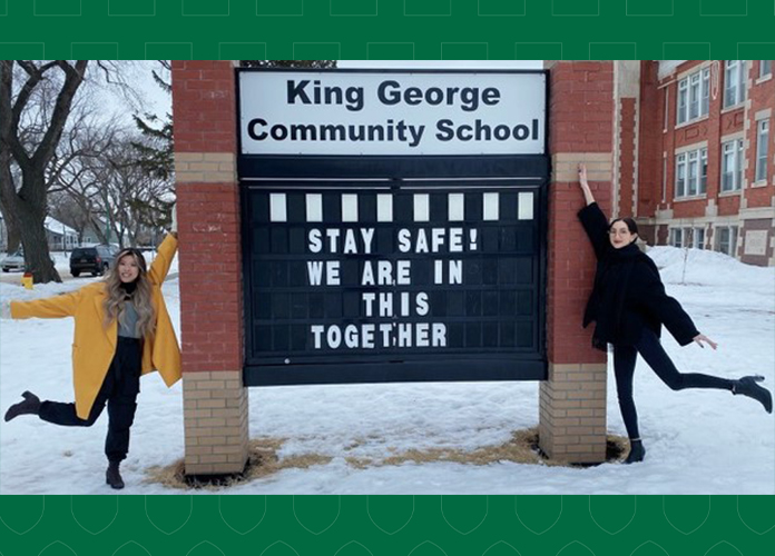 Graduate students Nayoung Kim, left, and Sefany Cornea issued a departmental challenge to help an elementary school by fundraising more than $3,000. (Submitted photo)