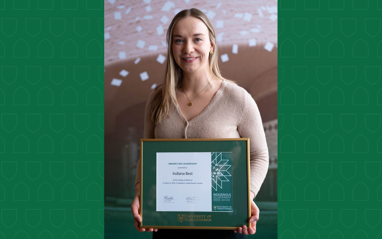 Second-year medical student Indiana Best received the leadership award at this year's Indigenous Student Achievement Awards. (Photo: Nicole Denbow)