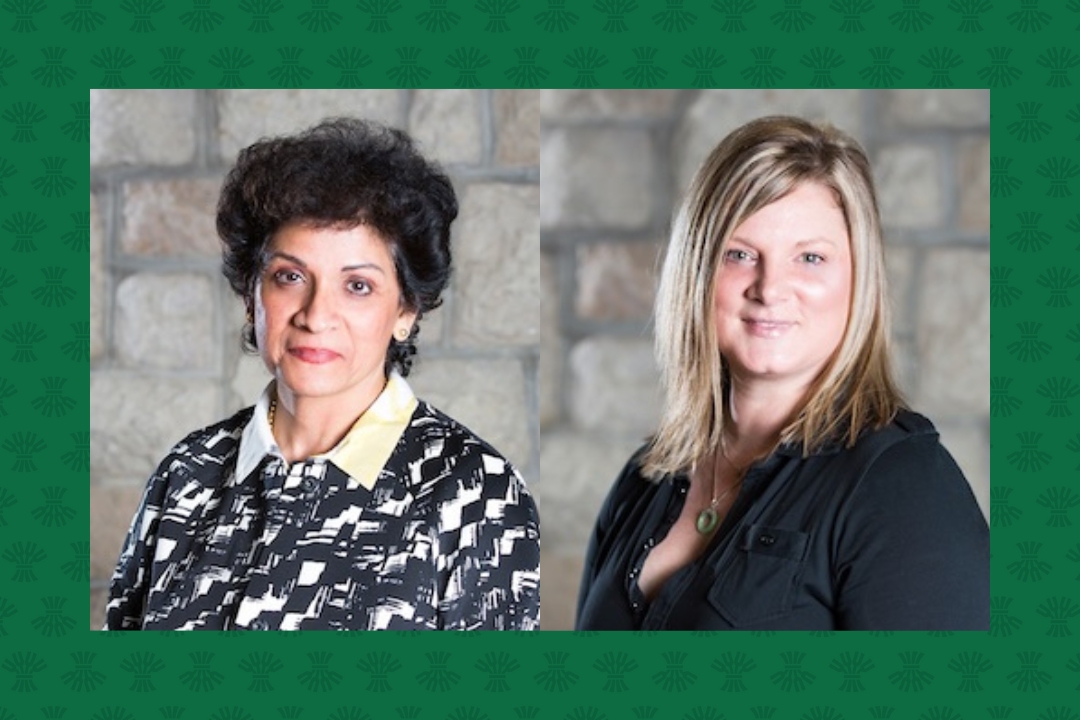 From left: Dr. Rani Kanthan, program director, and Deb Quirion, program administrator, received the College of Medicine's Team Achievement Award.