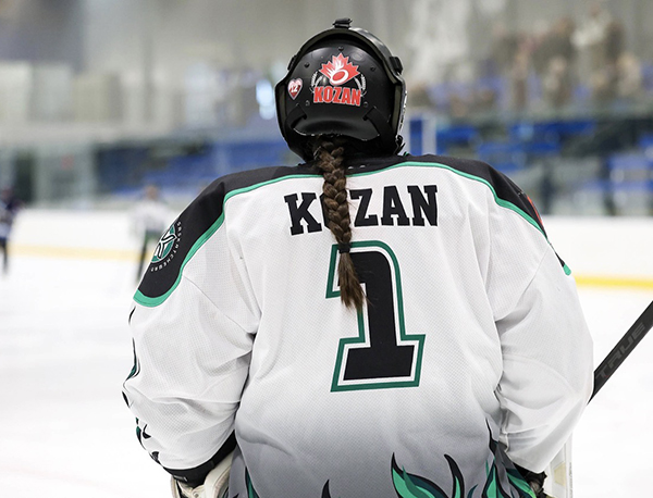 A home-grown path: Regina Campus learner Holly Kozan pursues her MD while balancing a busy schedule as an elite ringette goalie. Having the opportunity to study medicine at home allows Holly give back to the people who have supported her on her journey to being a difference maker in her community. (Photo credits: submitted; Darryl Gershman)