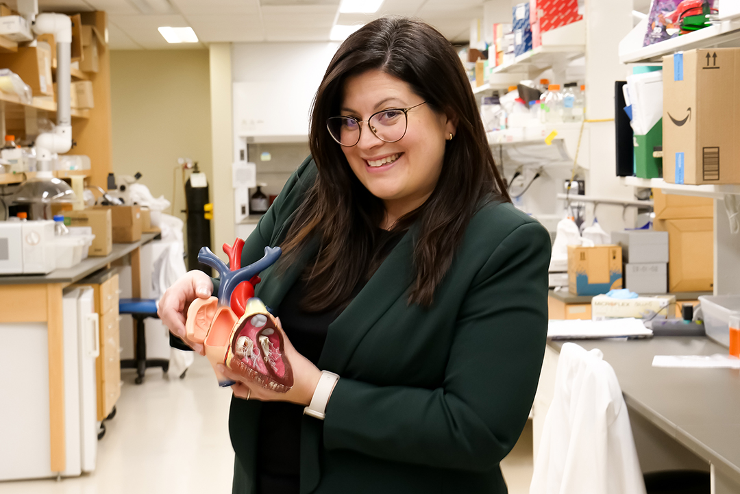 USask’s Dr. Michelle Collins (PhD) is researching the genetic links of atrial fibrillation (Afib), a condition that leads to an increased risk in heart failure and stroke. (Photo: Erin Matthews/USask)