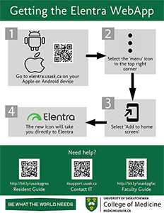 Instructional poster on how to get the Elentra WebApp