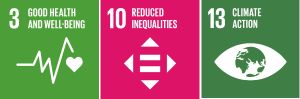 SDG icons 3, 10, 13